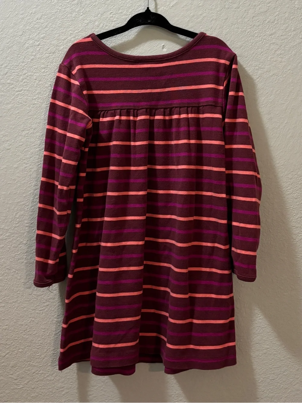 Hanna Andersson Girls Brown Pink Striped Long Sleeve Twirl Dress Size 5 (110 cm)